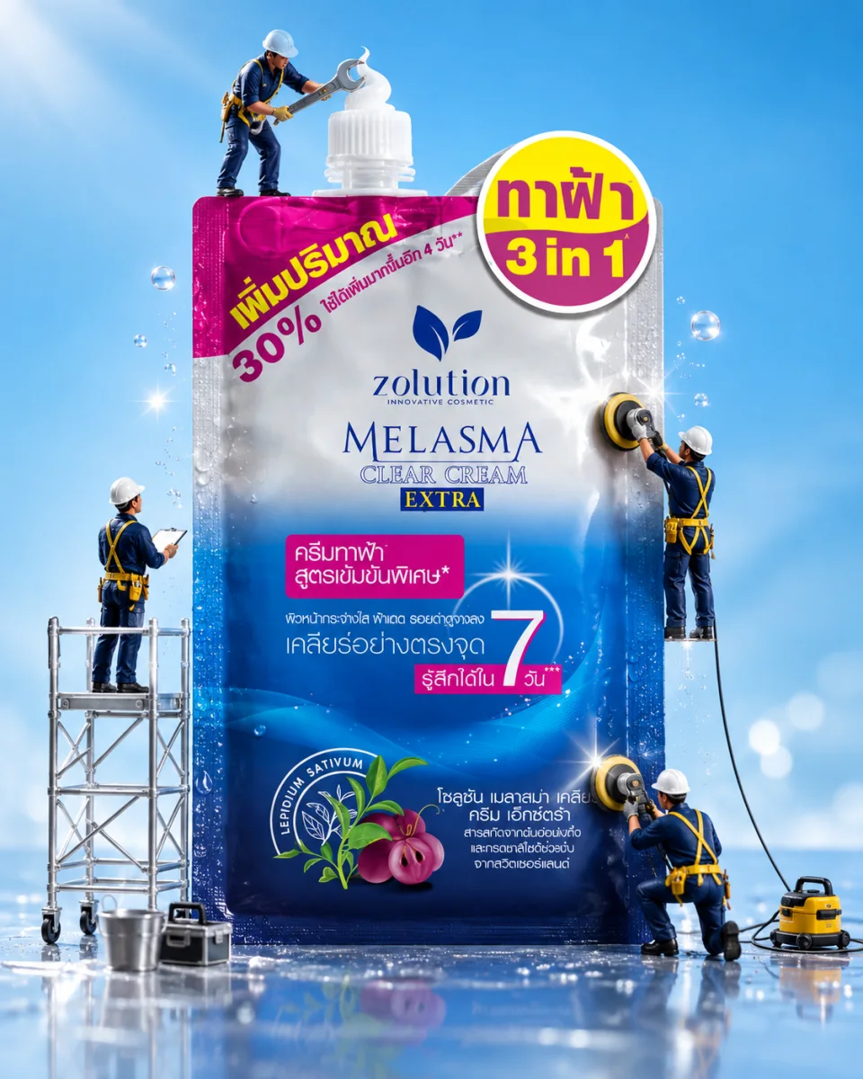 ครีมทาฝ้าซองน้ำเงิน Zolution กับทีมช่างจิ๋วเจ้าเทคนิค